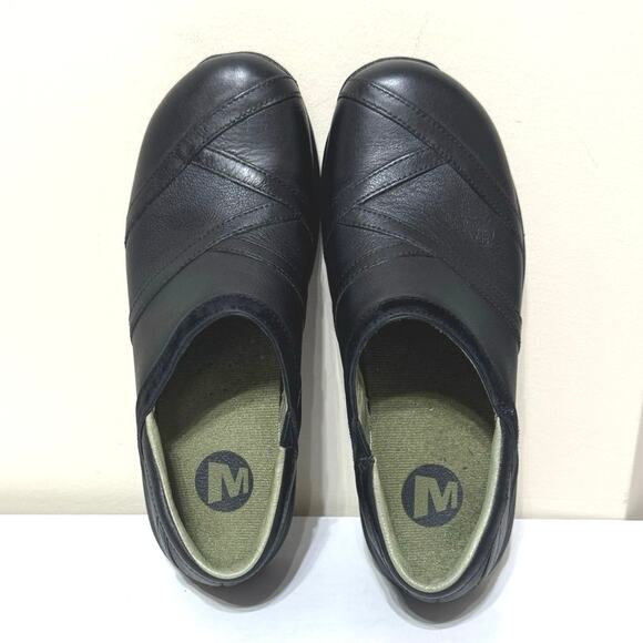 Merrell Women’s Primo Patch Black Leather Slip On Clogs Shoes Size 7.5 - Picture 6 of 12